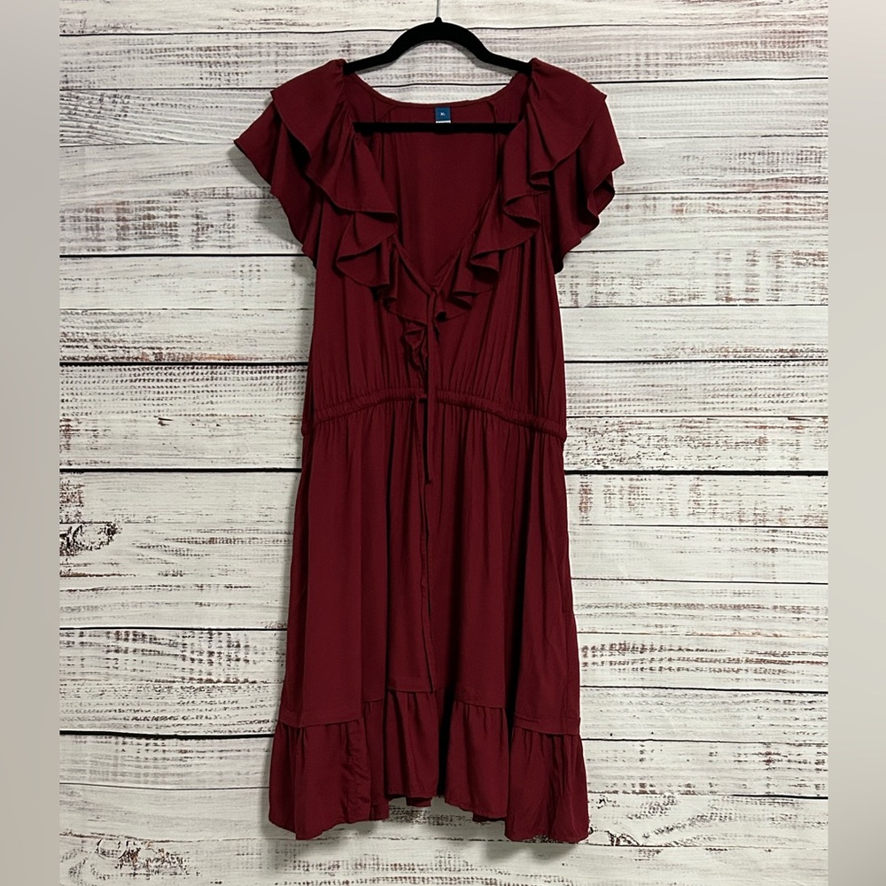 NWT Old Navy Wine Ruffled Mini Dress